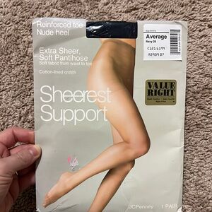 Vintage  JCPenney Pantyhose NIB Extra Sheer Soft Size Average M Navy Blue
